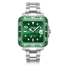 Lade das Bild in den Galerie-Viewer, TOPHILL Men's Square Automatic Diver - 39mm 316L Steel, 10ATM/100M Water Resistant, Unidirectional Bezel, Date Window, Sapphire Glass, Turtle Safety Clasp, Original Design tophillwatch.com
