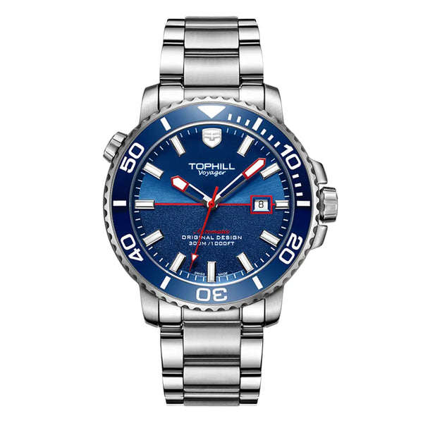 TOPHILL Men's Professional Diver Watch - 45mm Automatic, 300m/1000ft Water Resistant, Unidirectional Bezel, Luminous Dial, TD003G tophillwatch.com