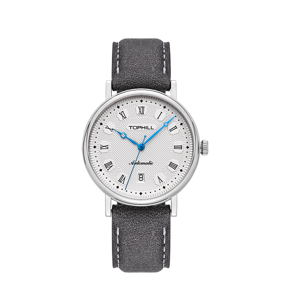 TOPHILL Men's Automatic Mechanical Watch – Miyota 9015 Movement, Sapphire Crystal, 40mm 316L Stainless Steel Case, Genuine Leather Strap, 5ATM Waterproof,TW109G