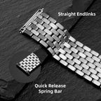 TOPHILL 20mm Beads Of Rice Watch Bracelet Polished Quick Release Endlinks Screw Links Universal 316L S. Steel Watchband Silver tophillwatch.com
