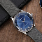 TOPHILL Men's Automatic Mechanical Watch, 42mm 304L Stainless Steel Case, Sunray Dial with Arabic Numerals, Single-Domed Sapphire Crystal, Top Grain Leather Strap, TW111G tophillwatch.com