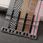 TOPHILL 20mm One-Piece Nylon Strap For Watch Classic Vintage Plaid Check Stripe Pattern Sandblasted Titanium Pin Buckle Unisex tophillwatch.com