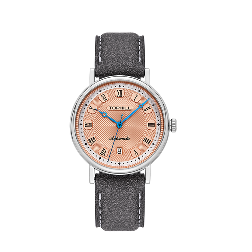 TOPHILL Men's Automatic Mechanical Watch – Miyota 9015 Movement, Sapphire Crystal, 40mm 316L Stainless Steel Case, Genuine Leather Strap, 5ATM Waterproof,TW109G