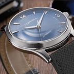 TOPHILL Men's Automatic Mechanical Watch, 42mm 304L Stainless Steel Case, Sunray Dial with Arabic Numerals, Single-Domed Sapphire Crystal, Top Grain Leather Strap, TW111G tophillwatch.com