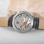 TOPHILL Men's Chronograph Watch Hand-Winding Mechanical Power Reserve Stainless Steel Case Genuine Dress Wristwatch Waterproof Kim003G