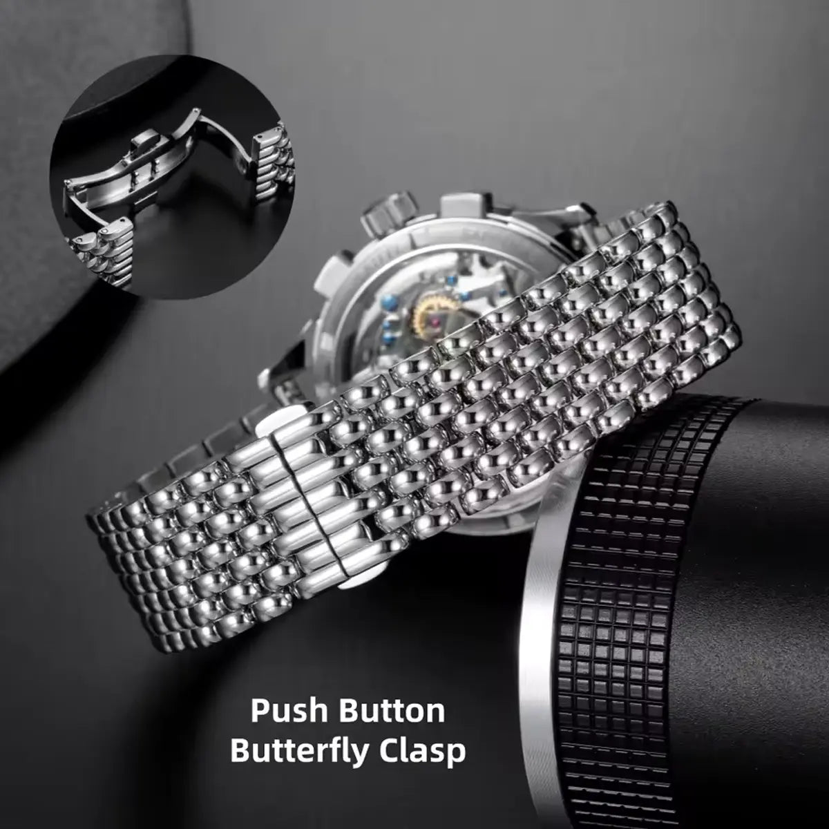 TOPHILL 20mm Beads Of Rice Watch Bracelet Polished Quick Release Endlinks Screw Links Universal 316L S. Steel Watchband Silver tophillwatch.com