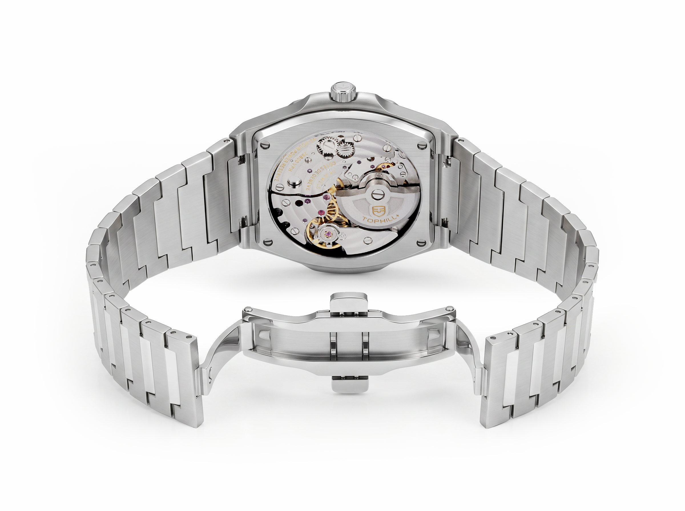 TOPHILL KIM Series Men's Automatic Watch 38.7mm Ultra-Slim 9mm Dress Watch Sunburst Dial Small Seconds Date Window Sapphire Crystal 5ATM Waterproof Stainless Steel Bracelet Mechanical Wristwatch Kim001 tophillwatch.com