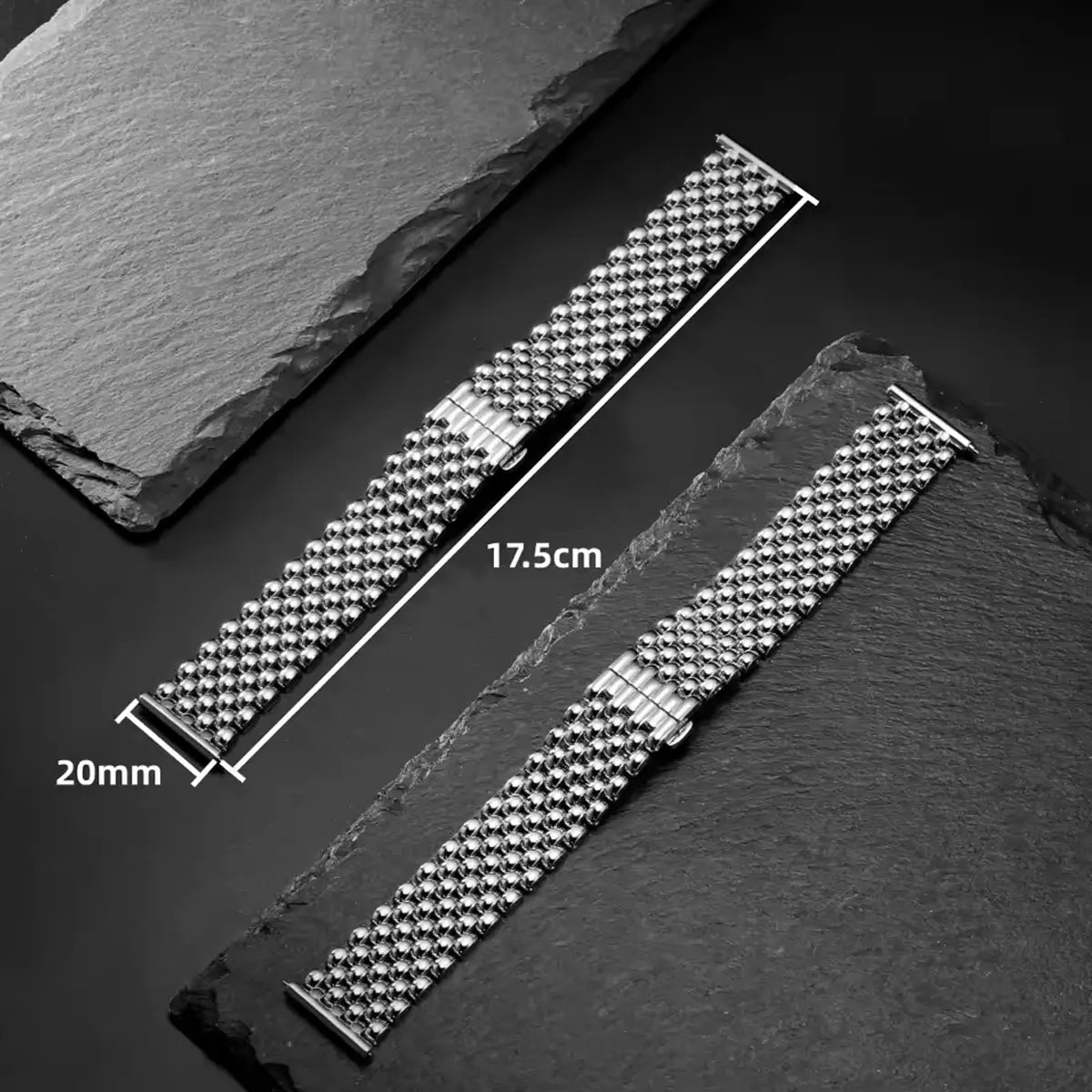 TOPHILL 20mm Beads Of Rice Watch Bracelet Polished Quick Release Endlinks Screw Links Universal 316L S. Steel Watchband Silver tophillwatch.com