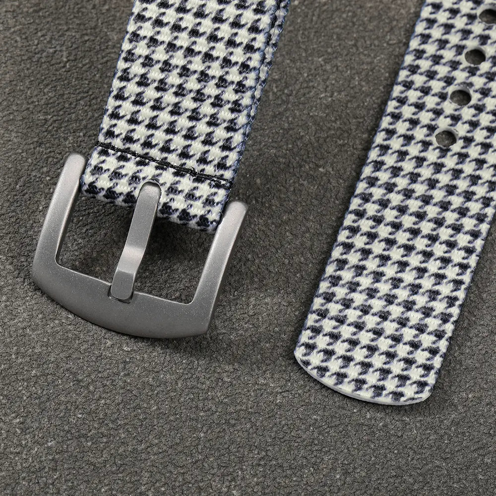 TOPHILL 20mm One-Piece Nylon Strap For Watch Classic Vintage Plaid Check Stripe Pattern Sandblasted Titanium Pin Buckle Unisex tophillwatch.com
