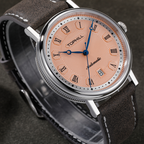 TOPHILL Men's Automatic Mechanical Watch – Miyota 9015 Movement, Sapphire Crystal, 40mm 316L Stainless Steel Case, Genuine Leather Strap, 5ATM Waterproof,TW109G