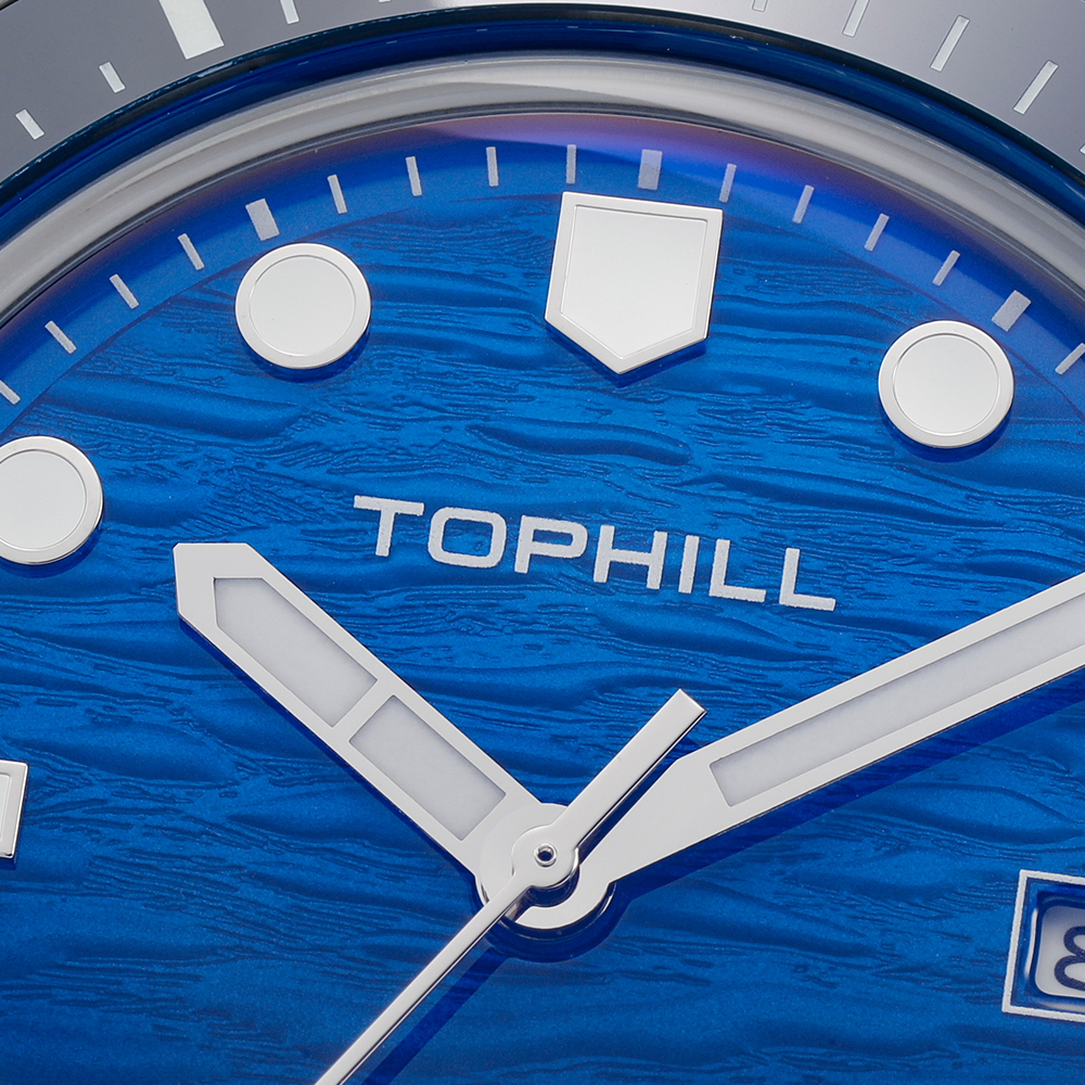 TOPHILL Automatic Diver Watch for Men, 39.5mm Stainless Steel Mechanical Watch with Ceramic Bezel, Sapphire Coated K1 Glass, 100M Waterproof, Japanese Miyota 8215 Movement,TD017G