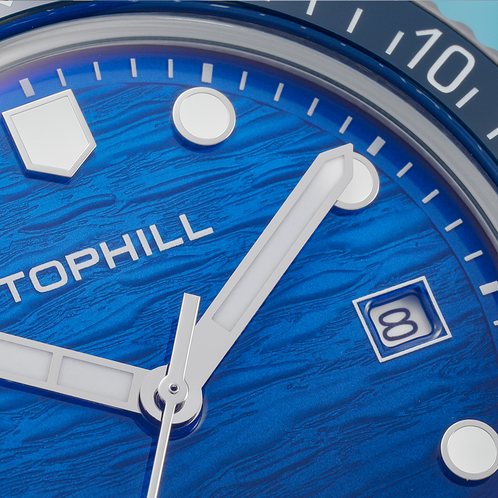TOPHILL Automatic Diver Watch for Men, 39.5mm Stainless Steel Mechanical Watch with Ceramic Bezel, Sapphire Coated K1 Glass, 100M Waterproof, Japanese Miyota 8215 Movement,TD017G