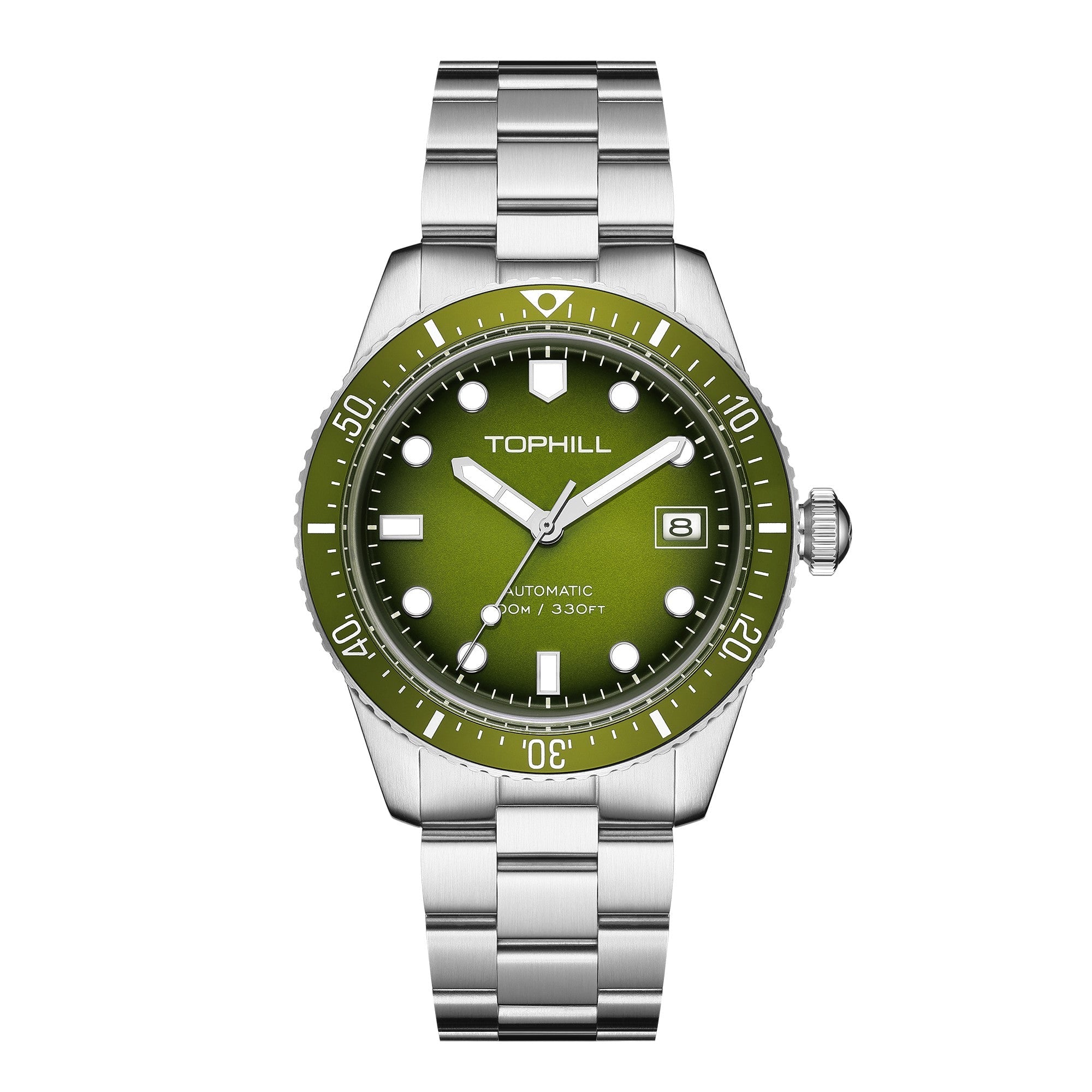 TOPHILL Men's Automatic Mechanical Watch 40mm Stainless Steel Bracelet 10ATM Waterproof NH35 Movement Luminous Date Window Dress Watch TD010G tophillwatch.com