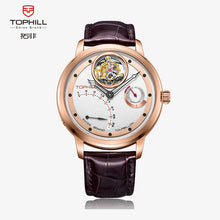Lade das Bild in den Galerie-Viewer, TOPHILL Men's Tourbillon Automatic Mechanical Watch 42.5mm Sapphire Crystal Leather Strap 5ATM Waterproof Retrograde Date Power Reserve Display Luxury Watch TU009G tophillwatch.com
