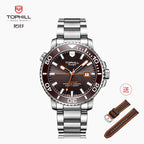 TOPHILL Men's Professional Diver Watch - 45mm Automatic, 300m/1000ft Water Resistant, Unidirectional Bezel, Luminous Dial, Steel Bracelet + Bonus Rubber Band, TD003G tophillwatch.com