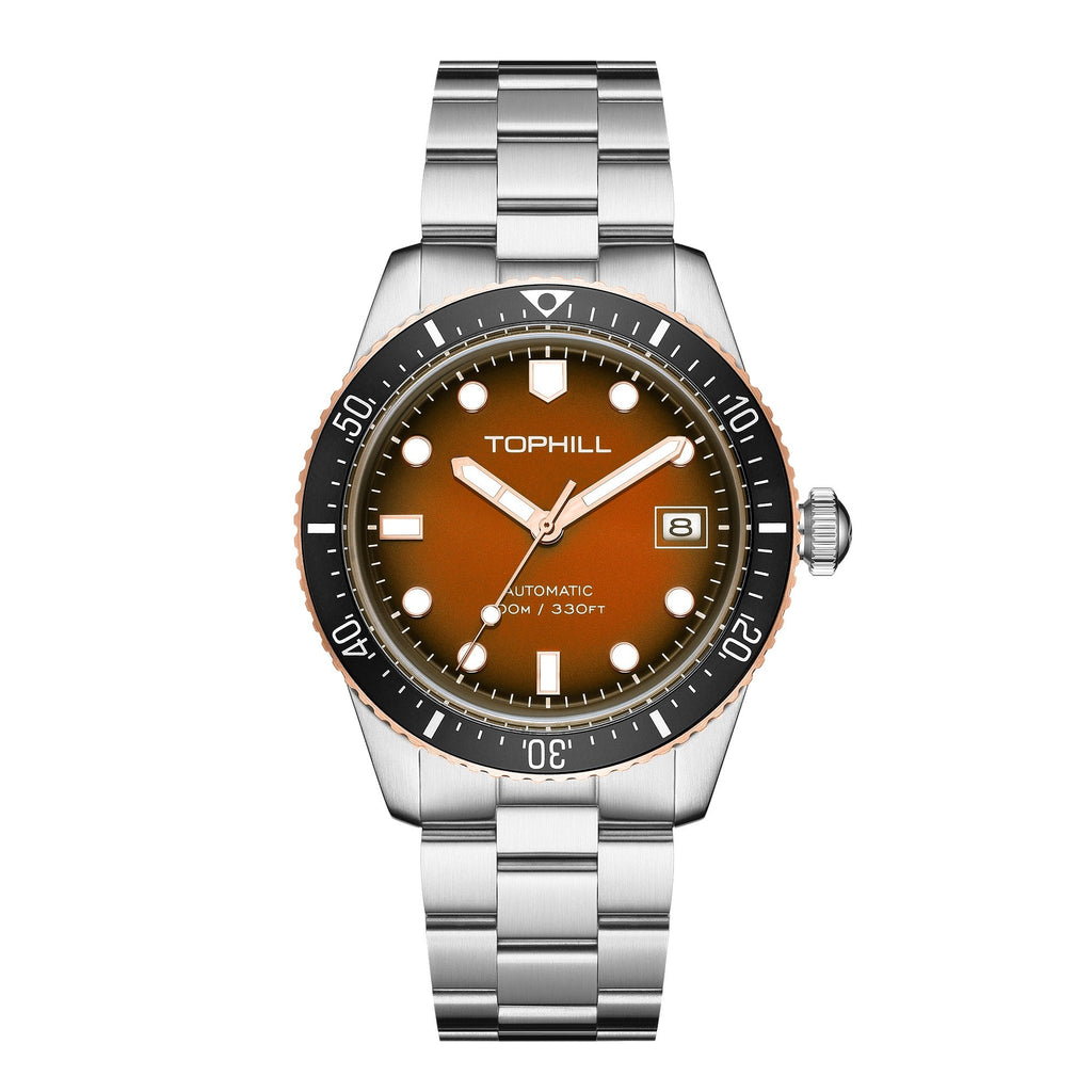 TOPHILL Men's Automatic Mechanical Watch 40mm Stainless Steel Bracelet 10ATM Waterproof NH35 Movement Luminous Date Window Dress Watch TD010G tophillwatch.com