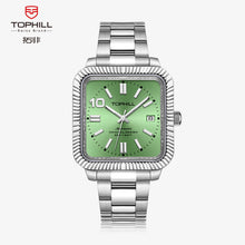 画像をギャラリービューアに読み込む, TOPHILL Men's Square Automatic Mechanical Watch - 38.5mm 316L Steel, Sunray Dial, 10 o'clock Hour Marker, Date Display, Solid Steel Band, 50M Water Resistant, Dress Business Watch tophillwatch.com
