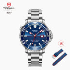 TOPHILL Men's Professional Diver Watch - 45mm Automatic, 300m/1000ft Water Resistant, Unidirectional Bezel, Luminous Dial, Steel Bracelet + Bonus Rubber Band, Swiss Movement tophillwatch.com