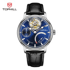 TOPHILL Men's Tourbillon Automatic Mechanical Watch 43.7mm Sapphire Crystal Leather Strap 5ATM Waterproof Kinetic Energy Reserve Display Luxury Dress Watch TU013G tophillwatch.com