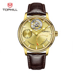 TOPHILL Men's Tourbillon Automatic Mechanical Watch 43.7mm Sapphire Crystal Leather Strap 5ATM Waterproof Kinetic Energy Reserve Display Luxury Dress Watch TU013G tophillwatch.com