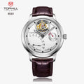 TOPHILL Men's Tourbillon Automatic Mechanical Watch 42.5mm Sapphire Crystal Leather Strap 5ATM Waterproof Retrograde Date Power Reserve Display Luxury Watch TU009G tophillwatch.com