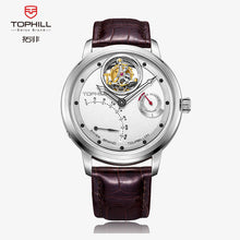 Lade das Bild in den Galerie-Viewer, TOPHILL Men's Tourbillon Automatic Mechanical Watch 42.5mm Sapphire Crystal Leather Strap 5ATM Waterproof Retrograde Date Power Reserve Display Luxury Watch TU009G tophillwatch.com
