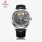 TOPHILL Men's Tourbillon Automatic Mechanical Watch 42.5mm Sapphire Crystal Leather Strap 5ATM Waterproof Retrograde Date Power Reserve Display Luxury Watch TU009G tophillwatch.com