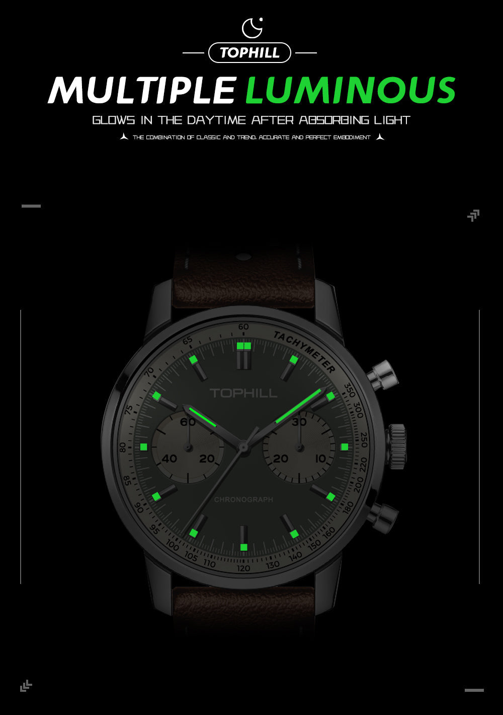 TOPHILL Seagull 1963 Chronograph Watch for Men|ST1901 Hand-Winding Mechanical Movement|40mm Vintage Racing Watch|Sapphire Crystal|316L Stainless Steel Case|5ATM Waterproof|Genuine Leather Strap with Milanese Band tophillwatch.com
