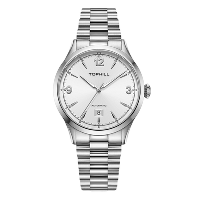 TOPHILL Men's Automatic Dress Watch 40mm - Miyota 8215 Japanese Movement, Sunburst Dial, 316L Steel, Sapphire Crystal, 5ATM Waterproof, Slim Profile, Butterfly Clasp Classic Business Timepiece tophillwatch.com