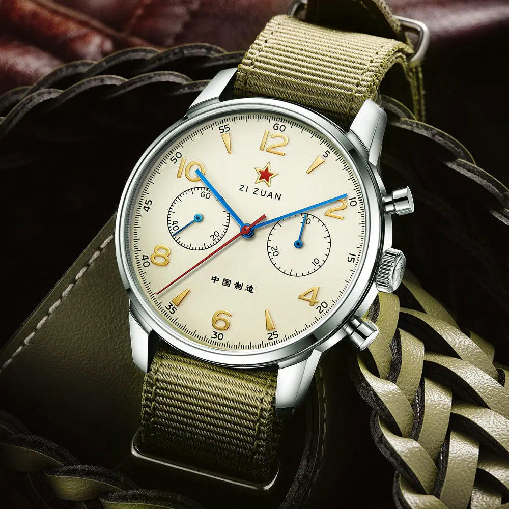 TOPHILL Men's Hand-Wound Chronograph - 40mm 316L Steel, Seagull ST1901 Movement, Sapphire Glass, Tachymeter Bezel, Silicone Band, Super-Luminova, Mechanical Racing Watch