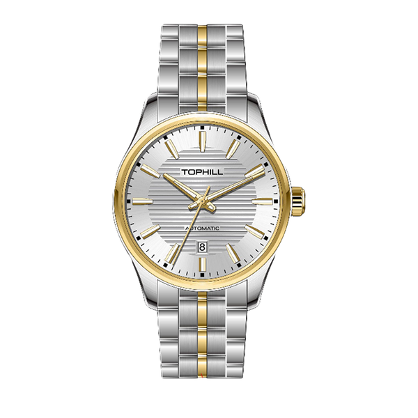 TOPHILL Automatische Herrenuhr|Japanisches Miyota 8215 Mechanikwerk|Edelstahl 316L|Saphirglas|5ATM Wasserdicht|Schlankes 11,4mm Profil|Schmetterlingsschließe|Klassischer Business-Zeitmesser