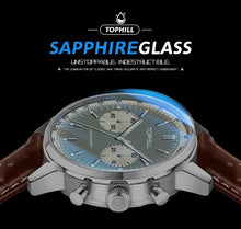 Lade das Bild in den Galerie-Viewer, TOPHILL Seagull 1963 Chronograph Watch for Men|ST1901 Hand-Winding Mechanical Movement|40mm Vintage Racing Watch|Sapphire Crystal|316L Stainless Steel Case|5ATM Waterproof|Genuine Leather Strap with Milanese Band tophillwatch.com
