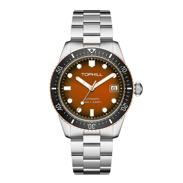 TOPHILL Men's Automatic Mechanical Watch 40mm Stainless Steel Bracelet 10ATM Waterproof NH35 Movement Luminous Date Window Dress Watch TD010G