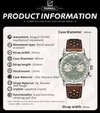 TOPHILL Seagull 1963 Chronograph Watch for Men|ST1901 Hand-Winding Mechanical Movement|40mm Vintage Racing Watch|Sapphire Crystal|316L Stainless Steel Case|5ATM Waterproof|TL027 tophillwatch.com