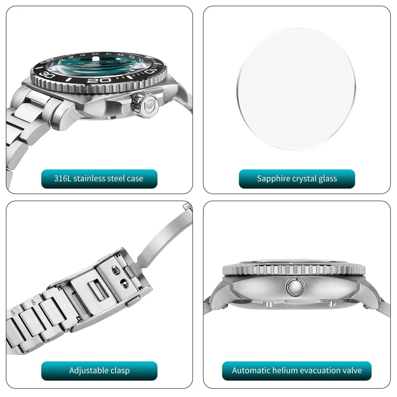 TOPHILL Automatic Watches for Men|Diving Watch 300M Waterproof|GMT Watch|Super Luminous|Screw-Down Crown & HEV|Ceramic Bezel|316L Stainless Steel & Sapphire Crystal|Black Luxury Watch for Business Scuba Diving|TD012 tophillwatch.com
