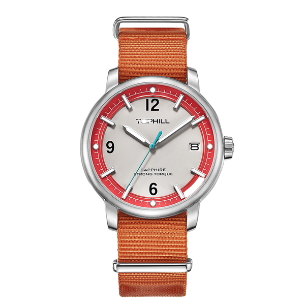 TOPHILL Herren Casual Sportuhr – 42mm Quarz, Saphirglas, NATO Nylonarmband, Datumsanzeige, 5ATM Wasserdicht, Militärisch inspirierte Outdoor-Uhr für Herren