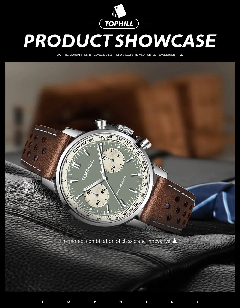 TOPHILL Seagull 1963 Chronograph Watch for Men|ST1901 Hand-Winding Mechanical Movement|40mm Vintage Racing Watch|Sapphire Crystal|316L Stainless Steel Case|5ATM Waterproof|TL027 tophillwatch.com