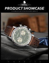 Lade das Bild in den Galerie-Viewer, TOPHILL Seagull 1963 Chronograph Watch for Men|ST1901 Hand-Winding Mechanical Movement|40mm Vintage Racing Watch|Sapphire Crystal|316L Stainless Steel Case|5ATM Waterproof|Genuine Leather Strap with Milanese Band tophillwatch.com
