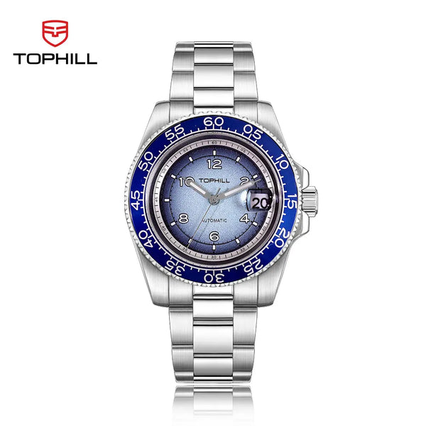 TOPHILL SIMPLE Men's Classic Analog Watch - 40mm Steel Case, Sapphire Glass, Leather Band, Multi-Level Dial with Date Display, 3ATM Water Resistant, Minimalist Business Watch for Men