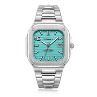 TOPHILL Men's Square Automatic Watch - Men's Luxury Watch, 39mm 316L Steel Case & Bracelet, Date Window, Sapphire Glass, 5ATM Water Resistant, Butterfly Clasp | TW089G