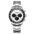 TOPHILL Men's Racing Chronograph Watch - 42mm 304L Steel, Imported Quartz Movement, Sapphire Glass, Tachymeter Scale, 100M Water Resistant, Stainless Steel Band tophillwatch.com
