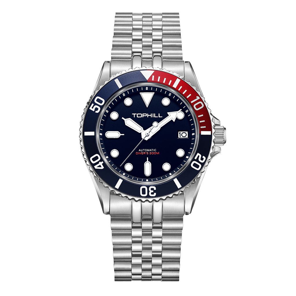 TOPHILL Men's Automatic Dive Watch 300M Waterproof, NH35 Movement, Sapphire Crystal, Luminous Dial, Date Function, Professional Diving Equipment TD007G tophillwatch.com