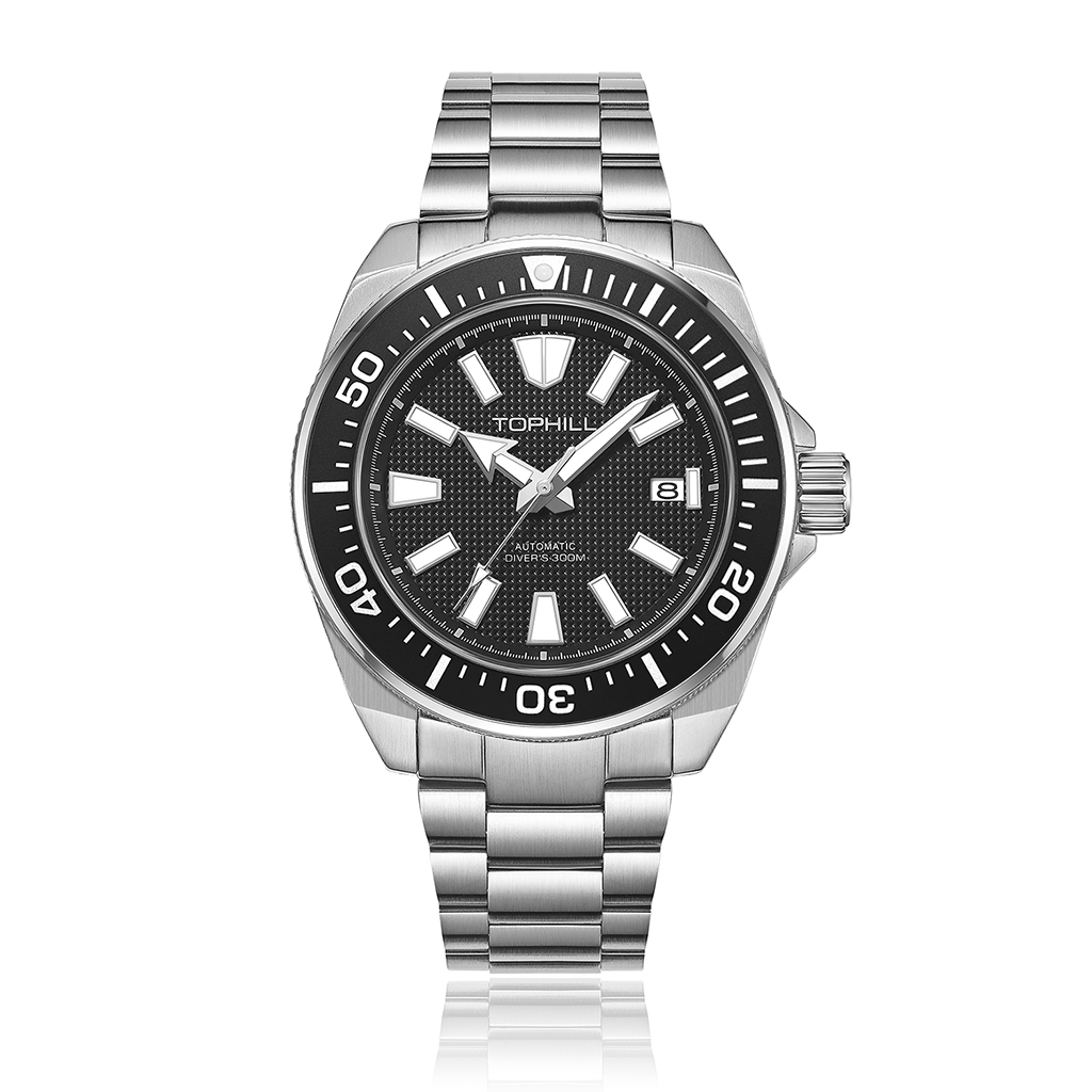 TOPHILL Men's Automatic Dive Watch 300M Waterproof, NH35 Movement, Sapphire Crystal, 316L Steel Bracelet, Luminous Dial, Date Function, Professional Diving Equipment TD008G tophillwatch.com