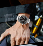 TOPHILL Men's Racing Chronograph Watch - 42mm 304L Steel, Imported Quartz Movement, Sapphire Glass, Tachymeter Scale, 100M Water Resistant, Stainless Steel Band tophillwatch.com
