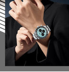 TOPHILL Men's Racing Chronograph Watch - 42mm 304L Steel, Imported Quartz Movement, Sapphire Glass, Tachymeter Scale, 100M Water Resistant, Stainless Steel Band tophillwatch.com