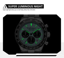 Lade das Bild in den Galerie-Viewer, TOPHILL Men's Racing Chronograph Watch - 42mm 304L Steel, Imported Quartz Movement, Sapphire Glass, Tachymeter Scale, 100M Water Resistant, Stainless Steel Band tophillwatch.com
