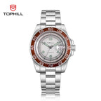 TOPHILL Men's Vintage Diver Watch - 41mm Automatic, 2813 Movement, Sparkle Texture Dial, Two-Tone Bezel, Sapphire Glass, 3ATM Water Resistant, Steel Band, Retro Style tophillwatch.com