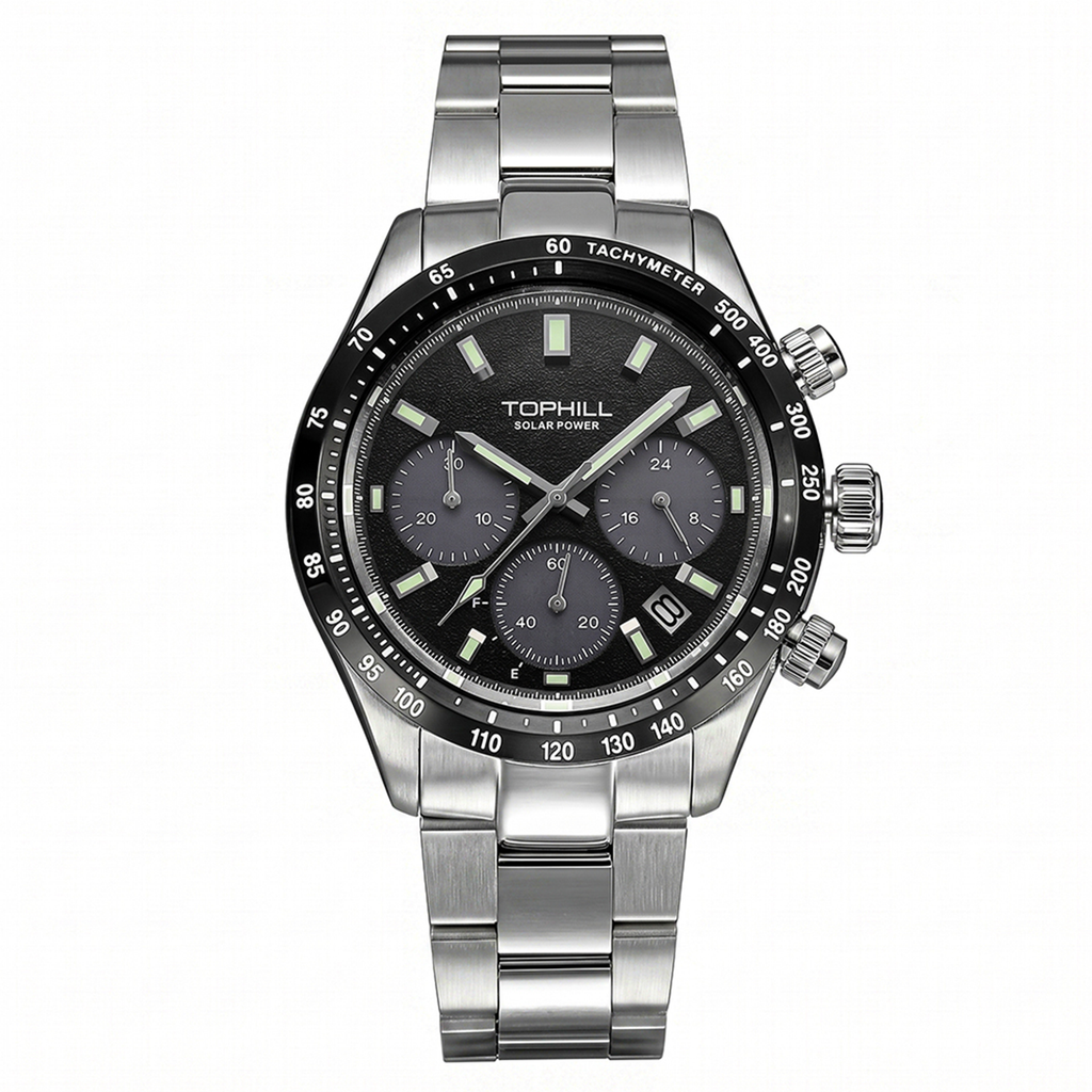 TOPHILL Men's Watch Solar Chronograph Watches for Men TL029G|42mm 316L Stainless Steel, Sapphire Crystal|5ATM Water Resistant, Sport Casual Wrist Watch for Men tophillwatch.com