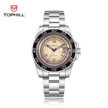 Charger l'image dans la galerie, TOPHILL Men's Vintage Diver Watch - 41mm Automatic, 2813 Movement, Sparkle Texture Dial, Two-Tone Bezel, Sapphire Glass, 3ATM Water Resistant, Steel Band, Retro Style tophillwatch.com
