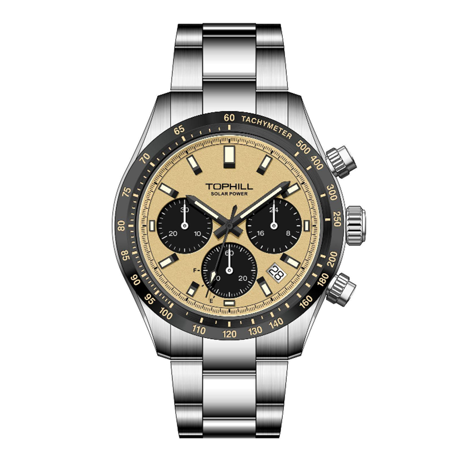 TOPHILL Men's Watch Solar Chronograph Watches for Men TL029G|42mm 316L Stainless Steel, Sapphire Crystal|5ATM Water Resistant, Sport Casual Wrist Watch for Men tophillwatch.com